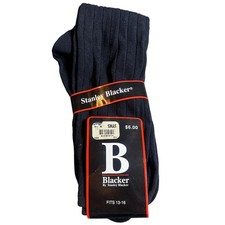 Stanley Blacker Dress Socks Men 13-16 Black New Ribbed Cotton Blend Vintage 1992