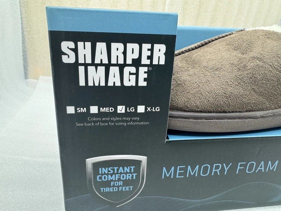 New Sharper Image Unisex Slippers Memory Foam Men(9-10) Women(10-11) Brown NIB - Image 2 of 4