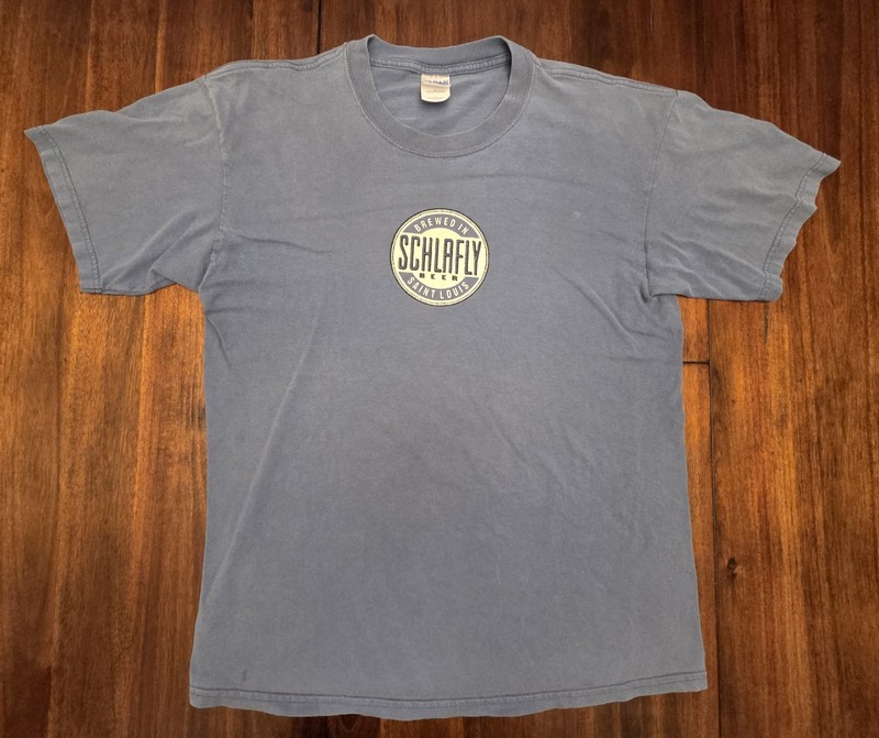 Men's Schlafly Brewery Beer T-Shirt, Blue, L, 100% Cotton