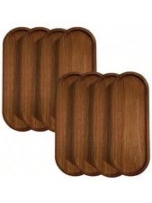 8Pc Wood Serving Trays Charcuterie Boards Oval Wooden Plates Cheese
