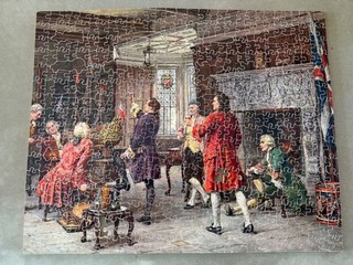 VINTAGE VICTORY ARTISTIC PLYWOOD JIGSAW HERES TO ANOTHER SUCCESS INCOMPLETE