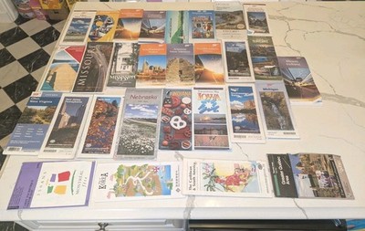 Huge Lot Of 29 Vintage State Road Maps Huge Variety Also Some Countries