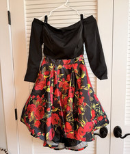 JVN Rose Print Dress Womens S Whimisgoth Fit flare Party
