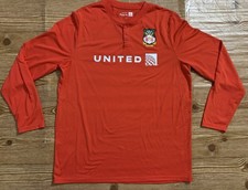 United Airlines Polaris Wrexham AFC Henley LS Shirt Orange Men's Size  L/XL