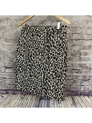 J. Crew The Pencil Skirt Womens Size 4 Brown Tan Animal Print Mini Casual