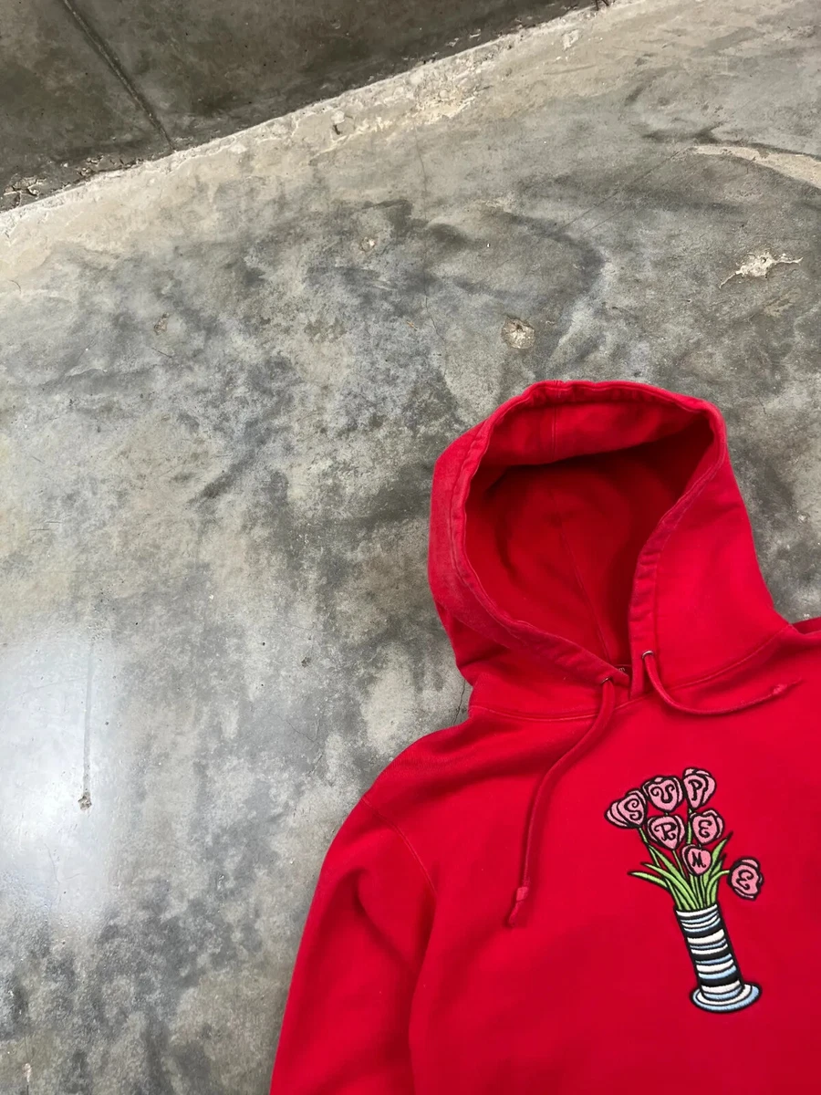 Supreme Embroidered Flower Pot Hoodie Red Medium Roses | eBay