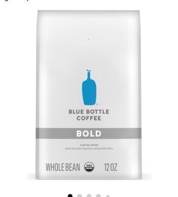 Blue Bottle Whole Bean Organic Coffee, Bold, Dark Roast, 12 Ounce bag