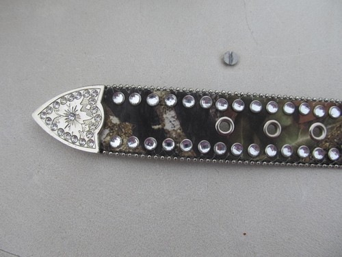 Blazin Roxx Belt Size Medium Camo Leather Rhinestone Stud Bling Western Cowgirl - Picture 3 of 15