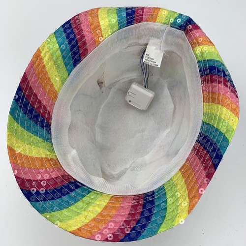 Rainbow Light Up Sequin Girls Fedora Cap Hat Fitted One Size - Picture 4 of 4