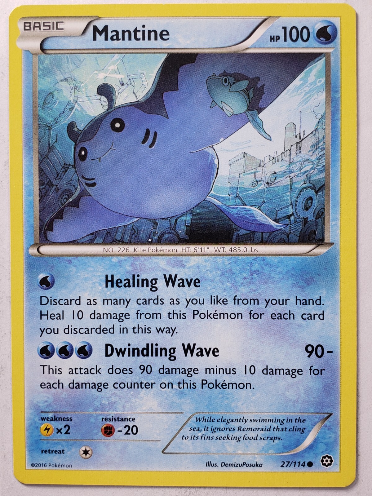 Mantine 27/114 - VLP / NM - XY Steam Siege Pokemon Card - $2 Combined Shipping