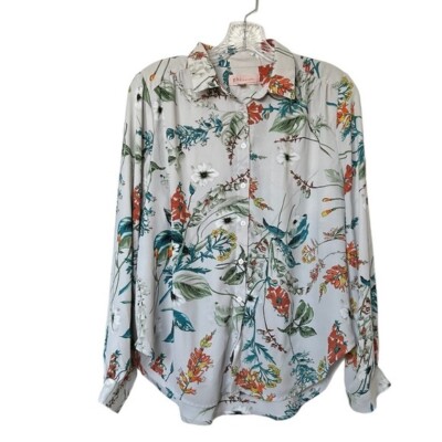 Philosophy Floral Button Up Blouse Womens S Boho Office Casual