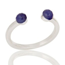 Natural Blue Sapphire Gemstone Rings 925 Sterling Silver Stackable Ring Jewelry