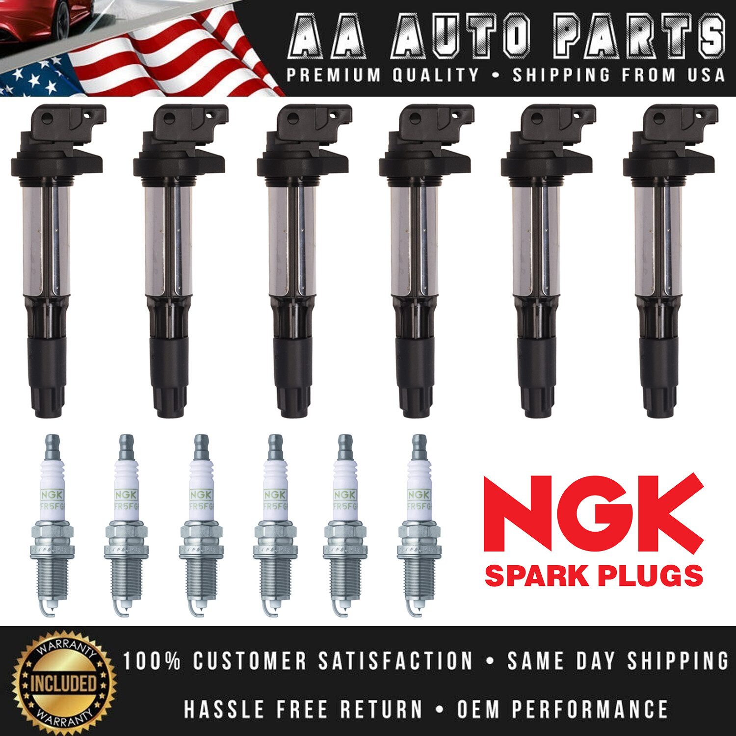 8 Pcs Ignition Coils with 3 Pins for BMW E53 E60 E63 E65 X5 545i 550i
