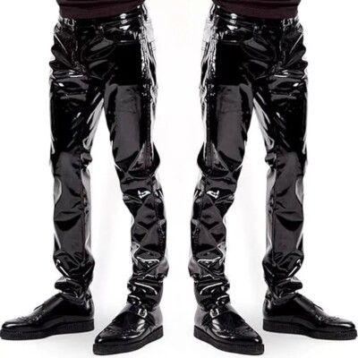 VINYL PVC Schnürung Vinyl PVC Lestat Latex Look Gothic FETISCH Rocker Jeans Hose