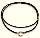 2.5mm Double Layered Black Faux Leather pendent Jewelry 16 inch Choker Necklace