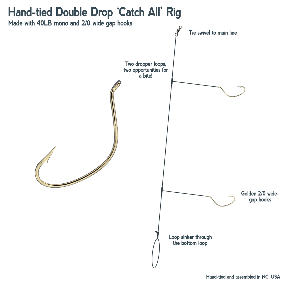 Fishing Rigs Saltwater Hi-Lo Rig 2/0 Octopus Hooks With 40lb