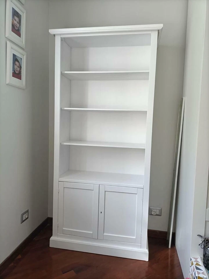 LIBRERIA VETRINA DISPENSA SCAFFALE BIANCO OPACO ARTE POVERA 2 PORTE CLASSICO - Immagine 3 di 4