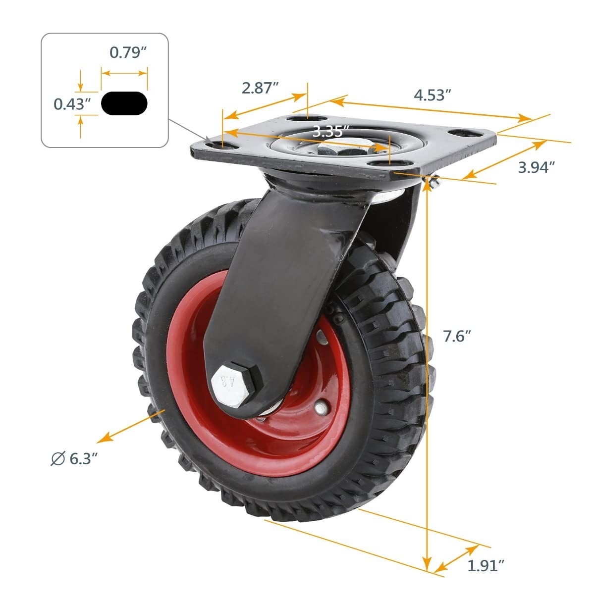 HeavyDuty AllTerrain Swivel Caster Wheels Rubber Knobby Tread 1