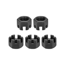 5Pack M14x1.5mm Slotted Hex Castle Nuts Carbon Steel Blackened Hexagon Nuts
