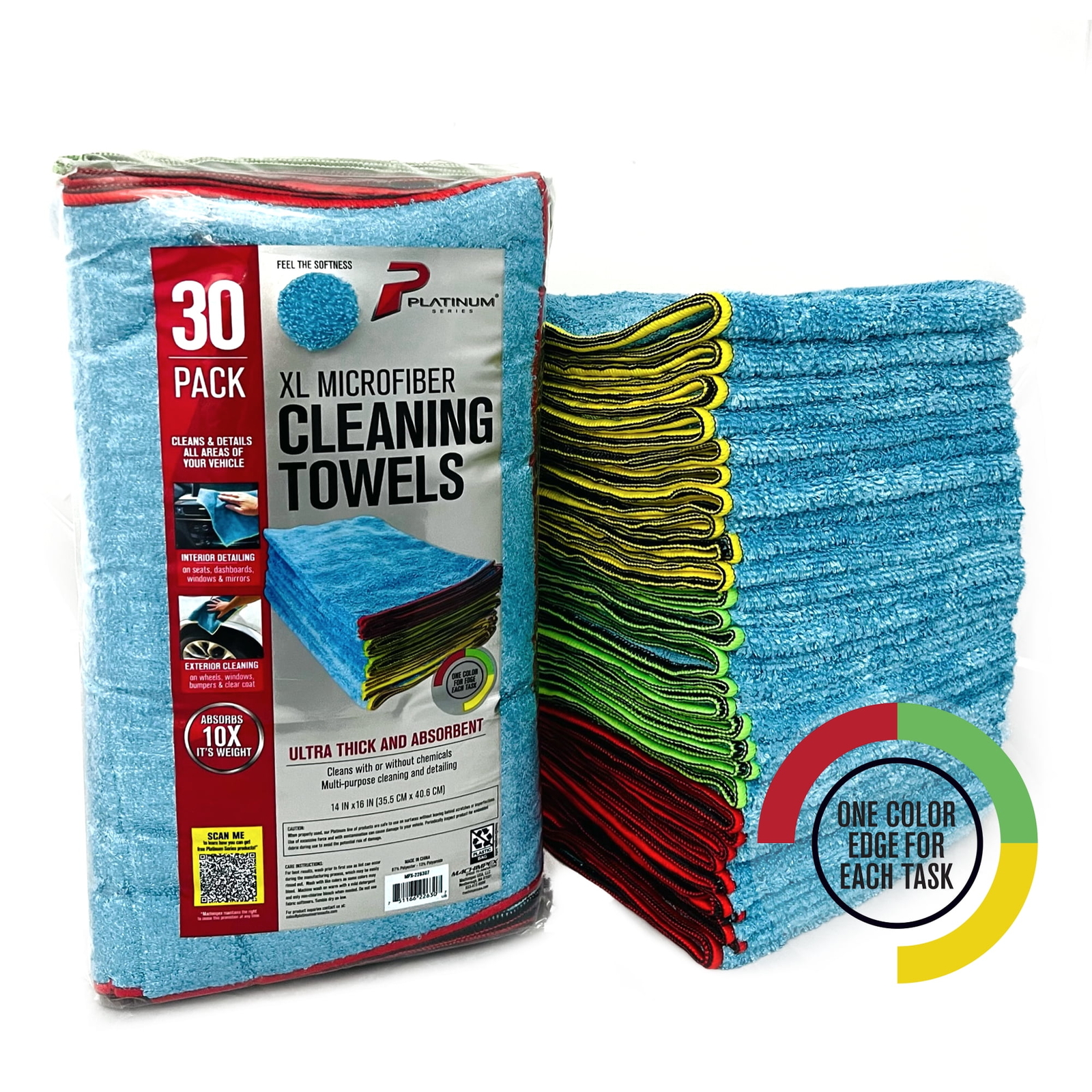 XL Multi-Purpose Microfiber Car Wash Towels - 30 Pack for Ultimate Cleaning