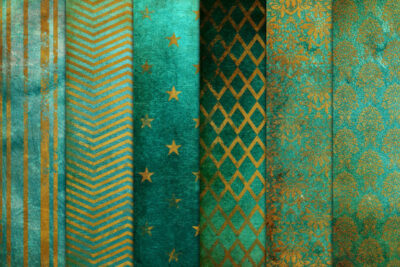 12 A4 Scrapbook Papier Basteln Bastelpapier Designerpapier Vintage Gold Blaugrün