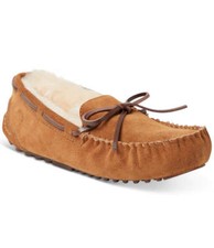Dearfoams Women's Fireside Victoria Shearling Moccasin Slippers Brown 9 NWT 84