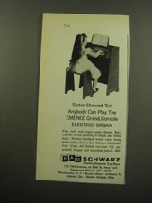 1959 F.A.O. Schwarz Emenee Grand Console Electric Organ Ad - Sister showed 'em