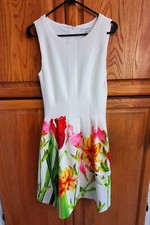 Calvin Klein Dress Sz 4 White with Flowers Mini 