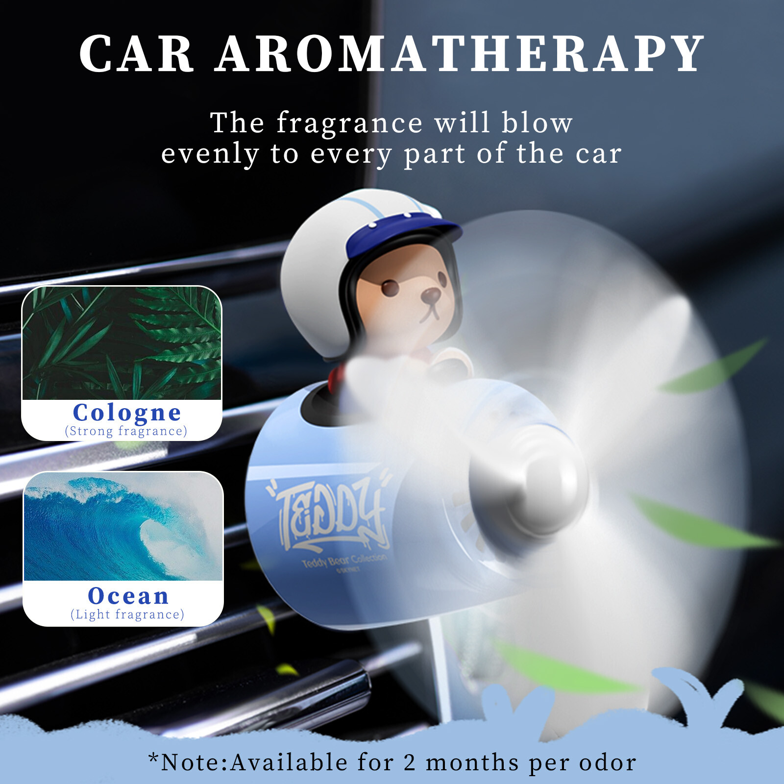  Bear Pilot Car Air Freshener Cartoon Clipon Ornament Auto Interior