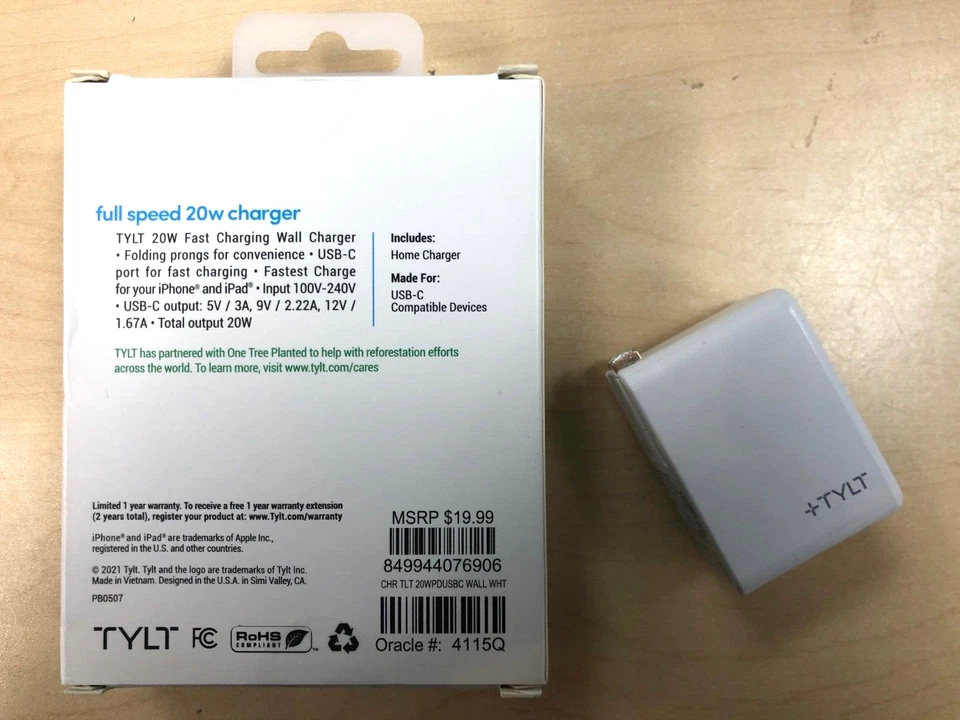 TYLT Full Speed 20W USB-C  TYPE C Fast Wall Charger Adapter - TYPE C - Image 3 of 3