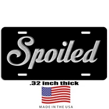 Spoiled vanity aluminum vehicle license plate car truck SUV tag Gray and black