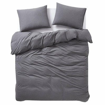 Wake In Cloud - Jersey Cotton Duvet Cover Set, Gray Grey Top Dyed Fabric in Plai  eBay