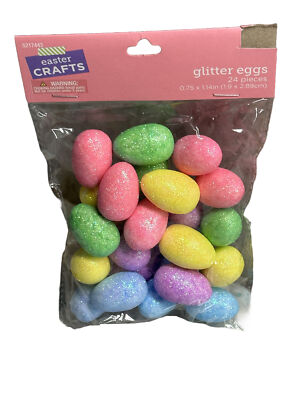 EasterCrafts Pastel Multicolored Easter Glittered Eggs(24)0.75x1.14Inches-MINI