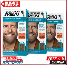 Just For Men Mustache Beard, Beard Dye for Men - Medium Brown M-35 Pack of 3