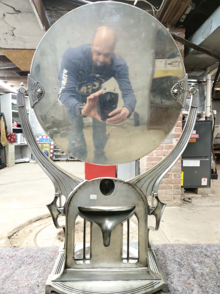 Espejo tocador de mesa alemán Jugenstil Grand plateado alrededor de 1900 Foto 4 de 4