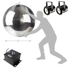 ProX MB-36 36" Club Party Glass Mirror Disco Ball w Motor Mount  Pinspot Light