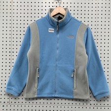 The North Face Fleece Zip Jacket Youth Girls Medium Blue Gray 18.5x22