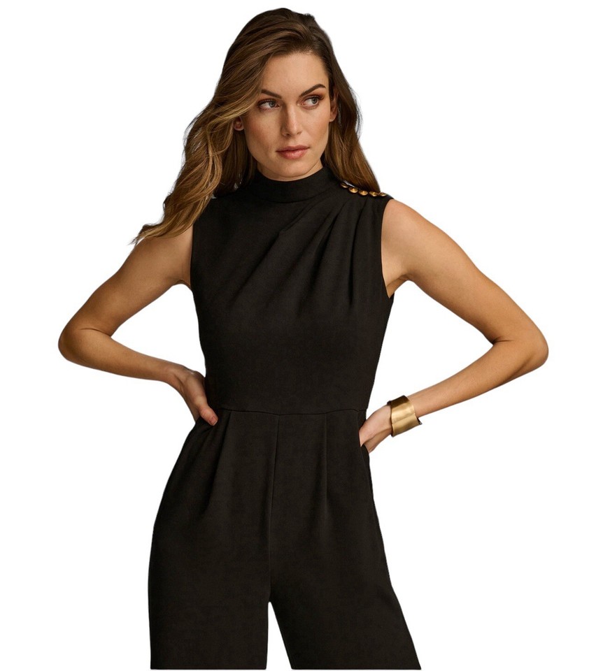 NWT Donna Karan Women's MockNeck Sleeveless StraightLeg Jumpsuit