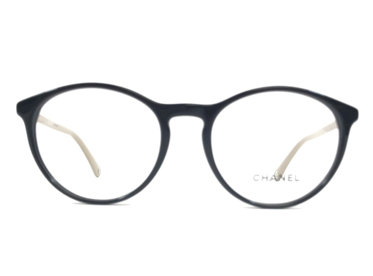 Chanel Eyeglasses Frames 3413 c.942 Shiny Black Beige Round Chanel Eyeglasses Frames 3413 c.942 Shiny Black Beige Round