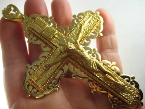 Pectoral Crucifix for Bishops and Priests - Gold plated over brass - 311