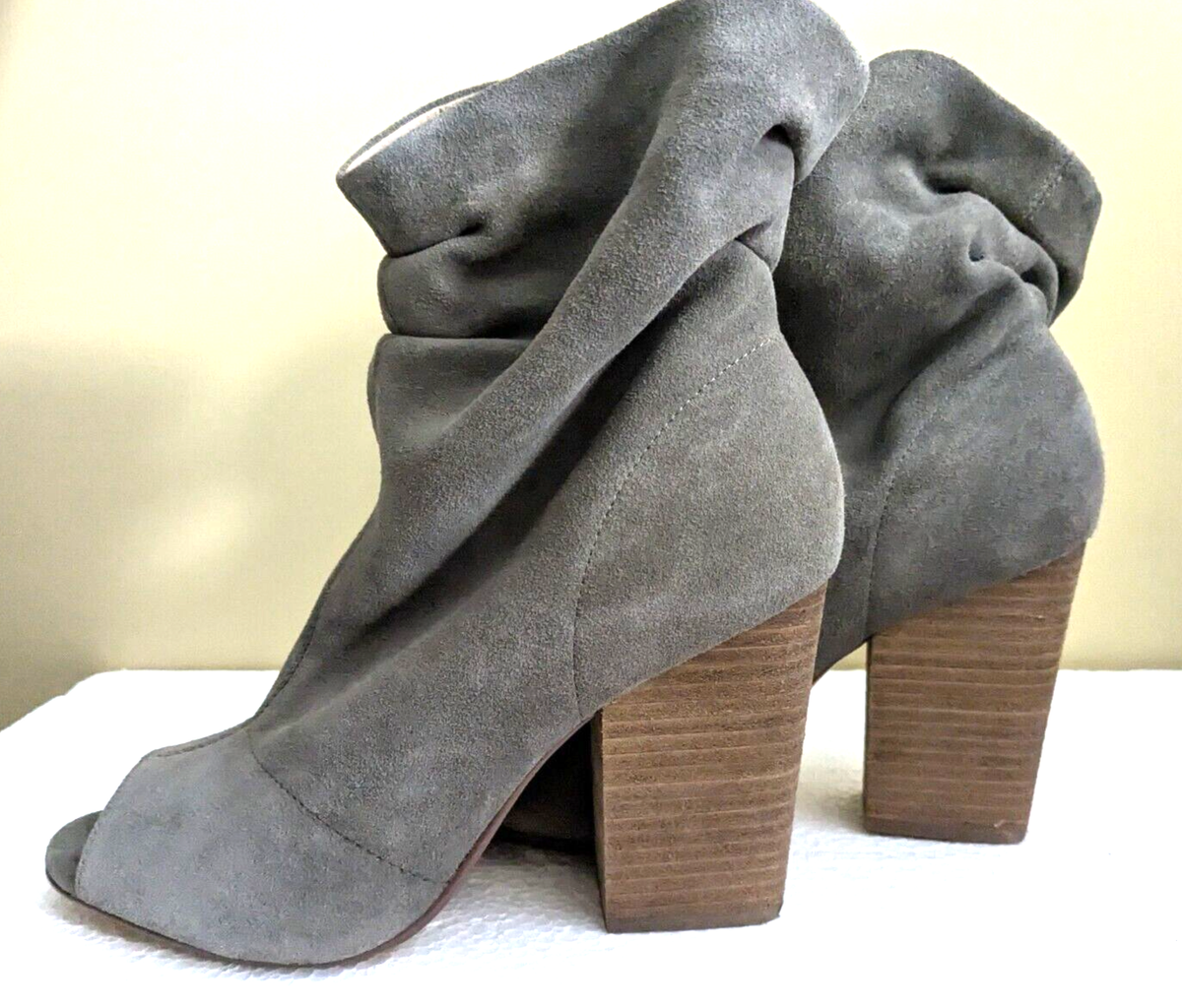 Chinese Laundry Size 8.5 Gray Slouch Boots Open Toe Sueded Kristin Cavallari eBay
