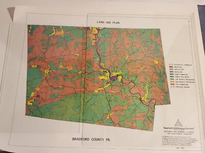 VINTAGE MAP LAND USE PLAN BRADFORD COUNTY PENNSYLVANIA 1971 NORTHERN TIER REGION