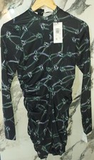 Bimba Y Lola Black Printed Mini Dress Long Sleeve XS" Party Dress PARTY (SALE