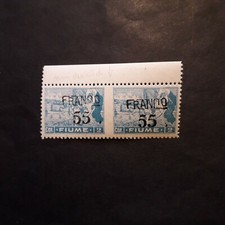 FIUME 1919/20 ALLEGORIE E VEDUTE - 55 C. SU 2 C. COBALTO COPPIA VARIETA', INTEGR