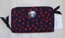 VERA BRADLEY RFID Turnlock & Zip Wallet - Sweet Hearts - Red & Navy - NWT