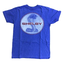 Carroll Shelby Engine Company Shirt Men Medium Blue Cobra Snake Short Sleeve