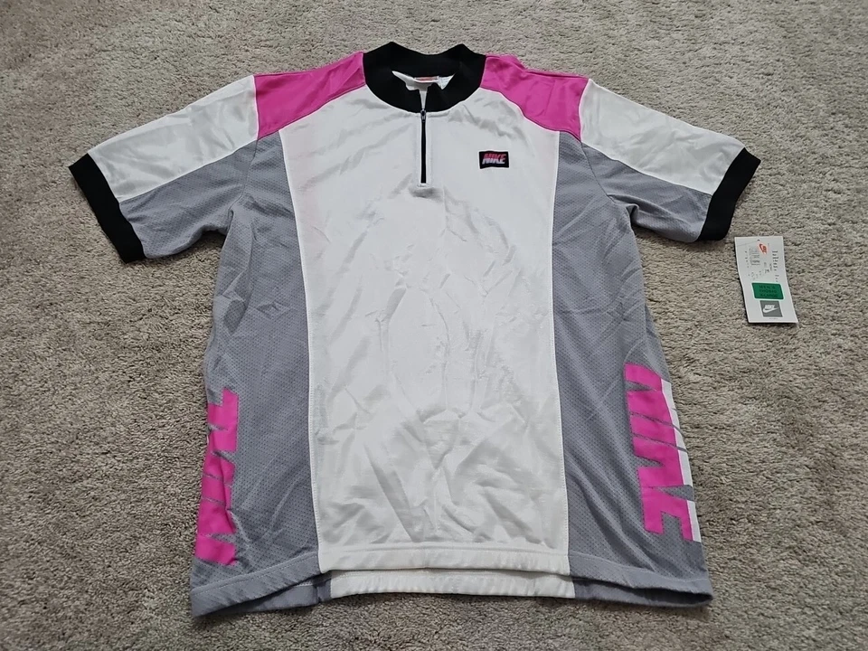 Camiseta deportiva de ciclismo Nike vintage gris/rosa para hombre XL algodón años 80 90. Foto 2 de 4