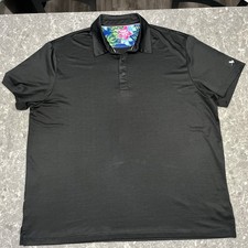 Birdie Bound Shirt 3XL Black Golf Polo Moisture Wicking Stretch Floral Trim Mens