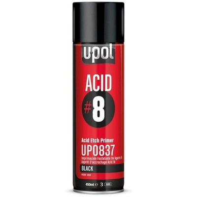 U-POL ACID #8 BLACK ETCH PRIMER Priming Metal Spray Can Paint 450ml