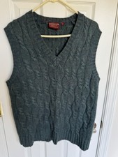 Vintage 89s 90s Chaps Ralph Lauren Green Cable-knit Sweater Vest Mens Large